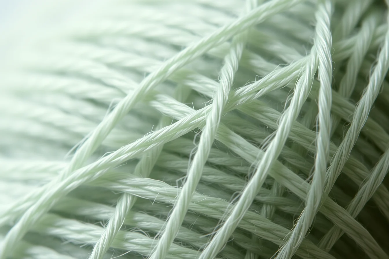 Macro di filato tecnico YEES Green al microscopio
